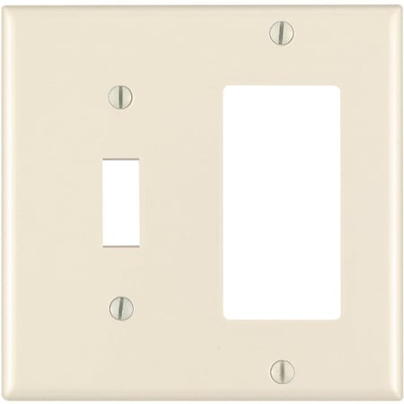 Leviton Decora 2-Gang Thermoset Single Toggle/Rocker Wall Plate, Light Almond 007-80405-T